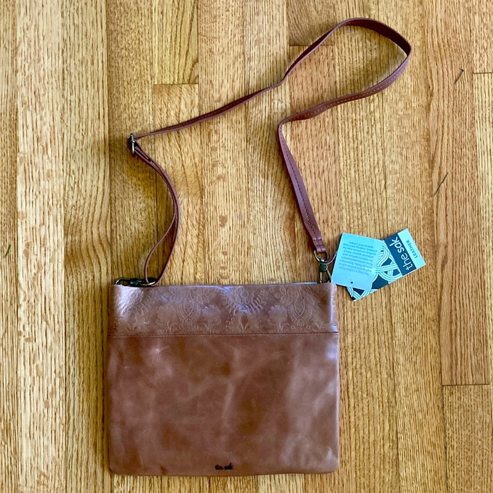 The Sak Tommy Floral embossed vintage finish tan leather bag